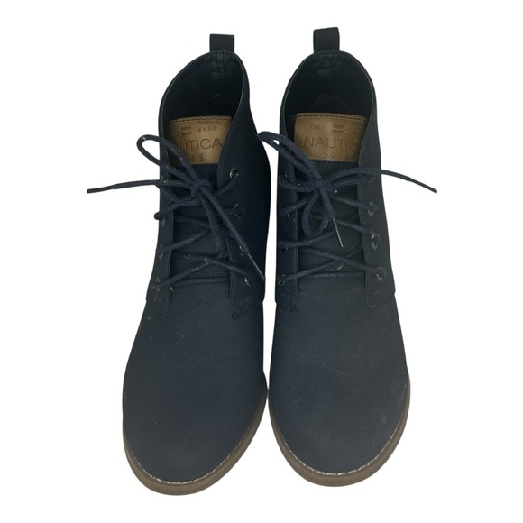 Nautica Navy Wedge Ankle Boots - Picture 2 of 5